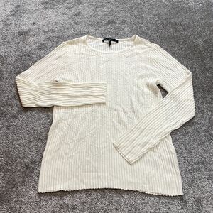 White House Black Market Shirt Womens Medium White Long Sleeve Rayon Ribbed Top